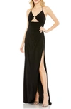 Mac Duggal Ring Cutout Jersey Sheath Gown In Black