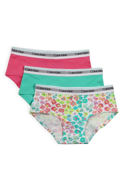Calvin Klein Kids' 3-pack Hipster Briefs In Soft Leo/ Bermuda/ Sachet Pink