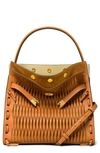 Tory Burch Lee Radziwill Cutout Leather Double Bag In English Tan