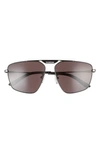 Balenciaga 61m Navigator Sunglasses In Shiny Gun Metal