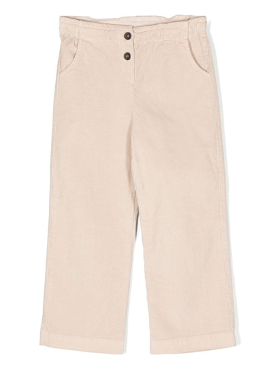Zhoe & Tobiah Kids' Corduroy Button-fastening Trousers In Neutrals