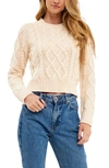 English Factory Cable Knit Cropped Sweater In Cream