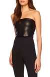 Susana Monaco Faux Leather Cropped Tube Top In Black