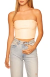Susana Monaco Faux Leather Cropped Tube Top In Blanched Almond