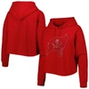CUCE CUCE RED TAMPA BAY BUCCANEERS CRYSTAL LOGO CROPPED PULLOVER HOODIE