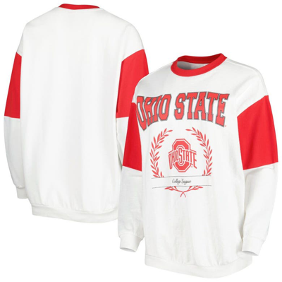 Gameday Couture Women's  White Ohio State Buckeyes It's A Vibe Dolman Pullover Sweatshirt