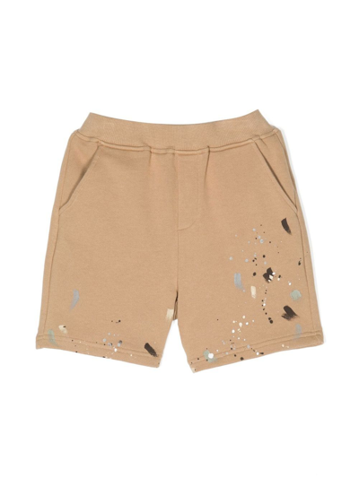 Mostly Heard Rarely Seen 8-bit Kids' Louis Paint-splatter Shorts In Brown