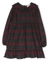 Douuod Check-print Long-sleeve Dress In Grey