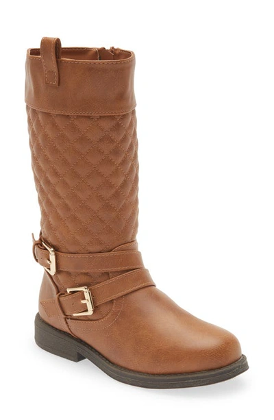 Dream Pairs Kids' Moto Knee High Boot In Tan