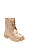 Dream Pairs Kids' Glitter Duck Boot In Rose/ Gold