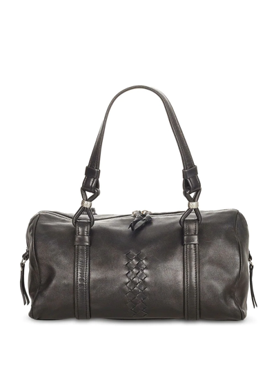 Pre-owned Bottega Veneta Intrecciato Leather Shoulder Bag In Black
