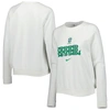 NIKE NIKE WHITE BRAZIL NATIONAL TEAM LOCKUP VARSITY TRI-BLEND RAGLAN PULLOVER SWEATSHIRT