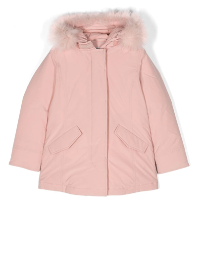 Woolrich Kids' Feather-down Hooded Parka In Pink