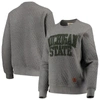 Pressbox Heathered Gray Michigan State Spartans Moose Applique Quilted Crewneck Sweatshirt In Heather Gray