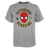 OUTERSTUFF YOUTH HEATHER grey PITTSBURGH PENGUINS MIGHTY SPIDEY MARVEL T-SHIRT