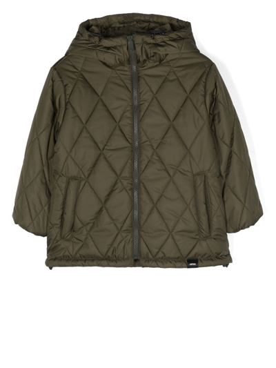 Aspesi Kids' Quilted Hooded Puffer Jacket In Military