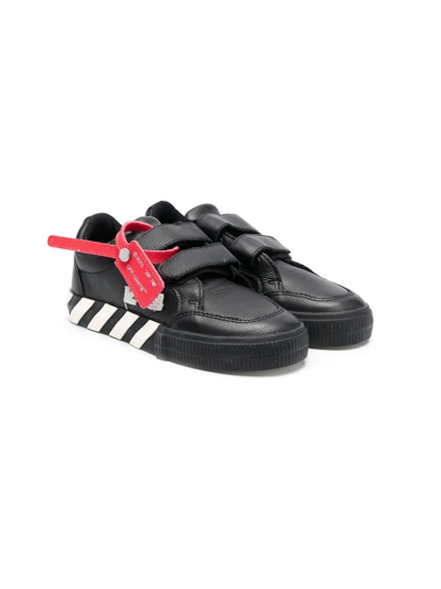 Off-white Kids' Vulcanized Touch-strap Trainers In Black White