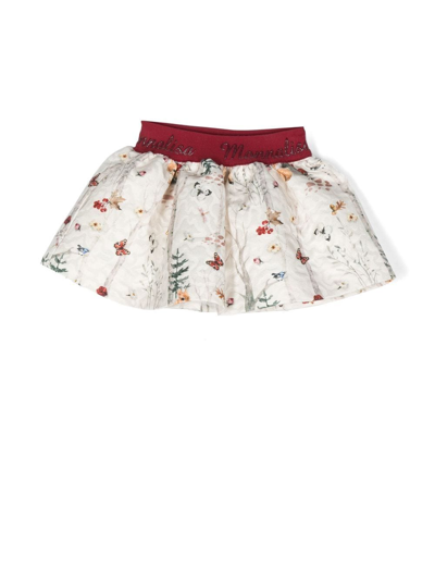 Monnalisa Babies' Logo-waistband Graphic-print Skirt In Neutrals