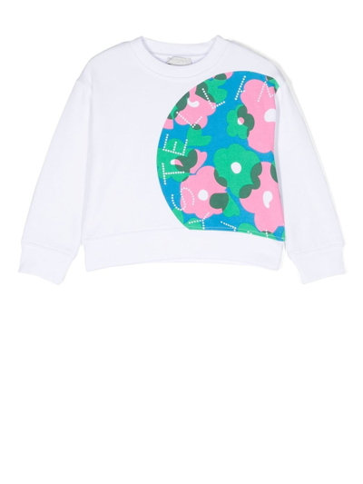Stella Mccartney Kids White Floral Logo Print Sweatshirt