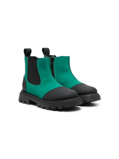 Florens Kids' Suede Ankle Boots In 2/2 Gum Nero/ Verde
