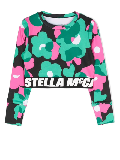 Stella Mccartney Kids' Floral-print Sweatshirt In Green