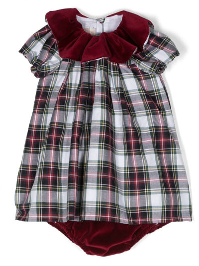 La Stupenderia Babies' Check-pattern Short-sleeved Dress In Red