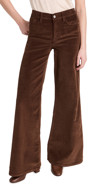 Frame Le Palazzo Wide-leg High-rise Cotton-blend Trousers In Dark Chocolate