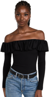 Simkhai Isabelle Off-the-shoulder Ruffled Ribbed-knit Top
