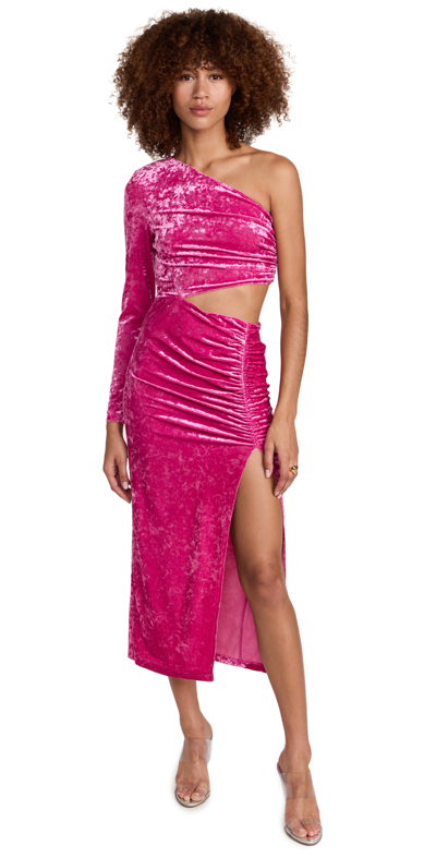 Saylor Niamh Asymmetric Stretch Velvet Dress In Bubblegum