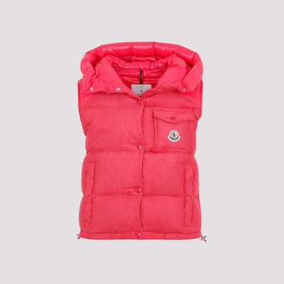 Moncler Eau Shell-trimmed Quilted Down Cotton-blend Corduroy Vest In Red