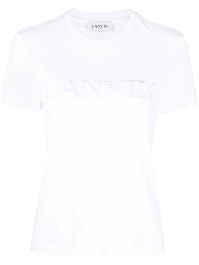 Lanvin Logo-embroidered Round-neck T-shirt In White