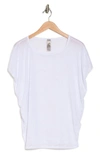Go Couture Cap Sleeve Dolman Tee In Ivory Print 1