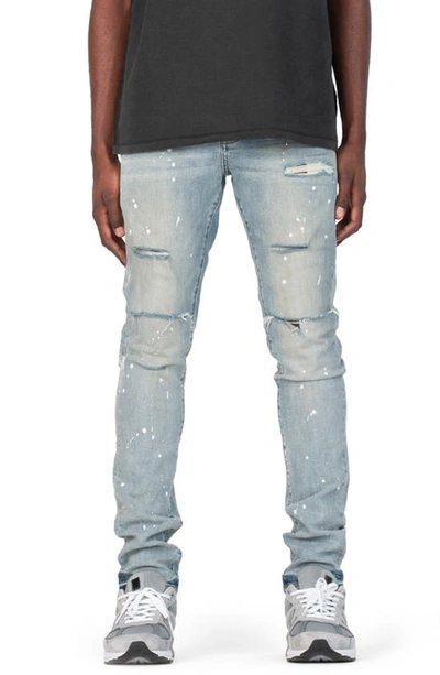 Purple Brand Ripped Paint Splatter Stretch Skinny Jeans In Blue