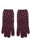 Carolyn Rowan Accessories Crystal Cashmere Gloves In Burgundy
