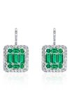 MINDI MOND CLARITY EMERALD & DIAMOND HALO EARRINGS