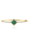 Mindi Mond Clarity Cube Emerald & Diamond Hinge Bracelet In Dia/ 18k Yg