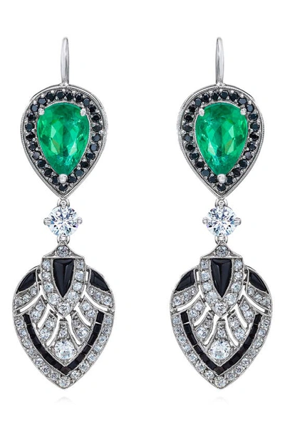 Mindi Mond Emerald & Diamond Drop Earrings In Green Multi