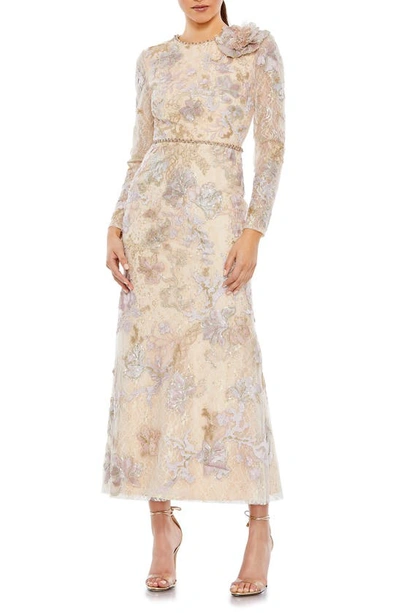 Mac Duggal Women's Floral Appliqué Cocktail Dress In Beige