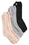 Ugg Leda Assorted 3-pack Sparkle Crew Socks In Pink/black/gray