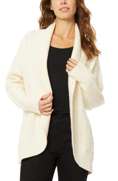 Jones New York Cable Stitch Shawl Collar Cotton Blend Cardigan In Nocolor