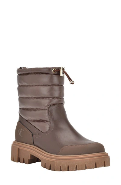 Calvin Klein Relika Quilted Boot In Brown
