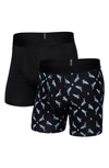 Saxx Assorted 2-pack Droptemp™ Cooling Cotton Performance Boxer Briefs In Shark Tooth/ Black