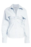 Alexander Wang Twist Front Cotton Poplin Button-up Shirt In Xenon Blue