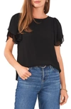 Vince Camuto Tulip Sleeve Chiffon Top In Rich Black