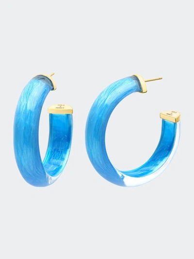 Gold & Honey Medium Illusion Hoop Earrings In Blue