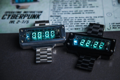 Pre-owned Nixoid Nixie Tube Watch Cyber Vfd Unique Wrist Watch With Visual Effects And Blue Light In Black