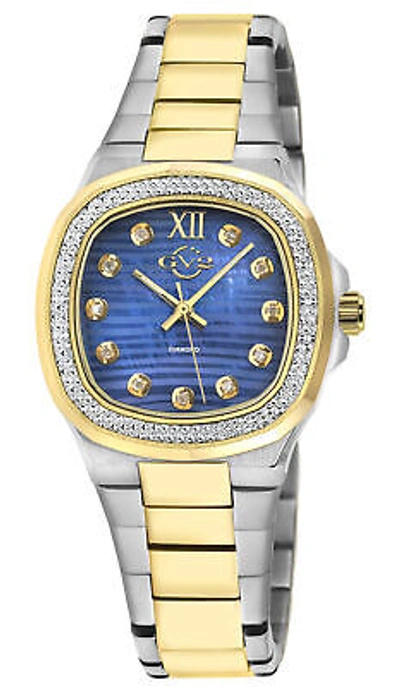 Pre-owned Gv2 By Gevril Women's 18206b Potente Diamond Blue Mop Dial Swiss Quartz Watch