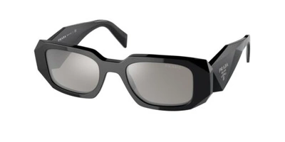 Pre-owned Prada Sunglasses Pr17ws 1ab2b0 Black Light Grey Silver Mirror Lens Authentic In Gray