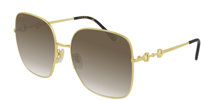Pre-owned Gucci Gg 0879s 002 Gold/brown Gradient Square Women's Sunglasses