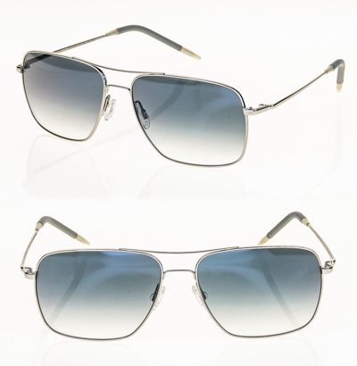 Pre-owned Oliver Peoples Clifton Ov1150 Metal Silver Blue Photochromic Glass Sunglass 1150